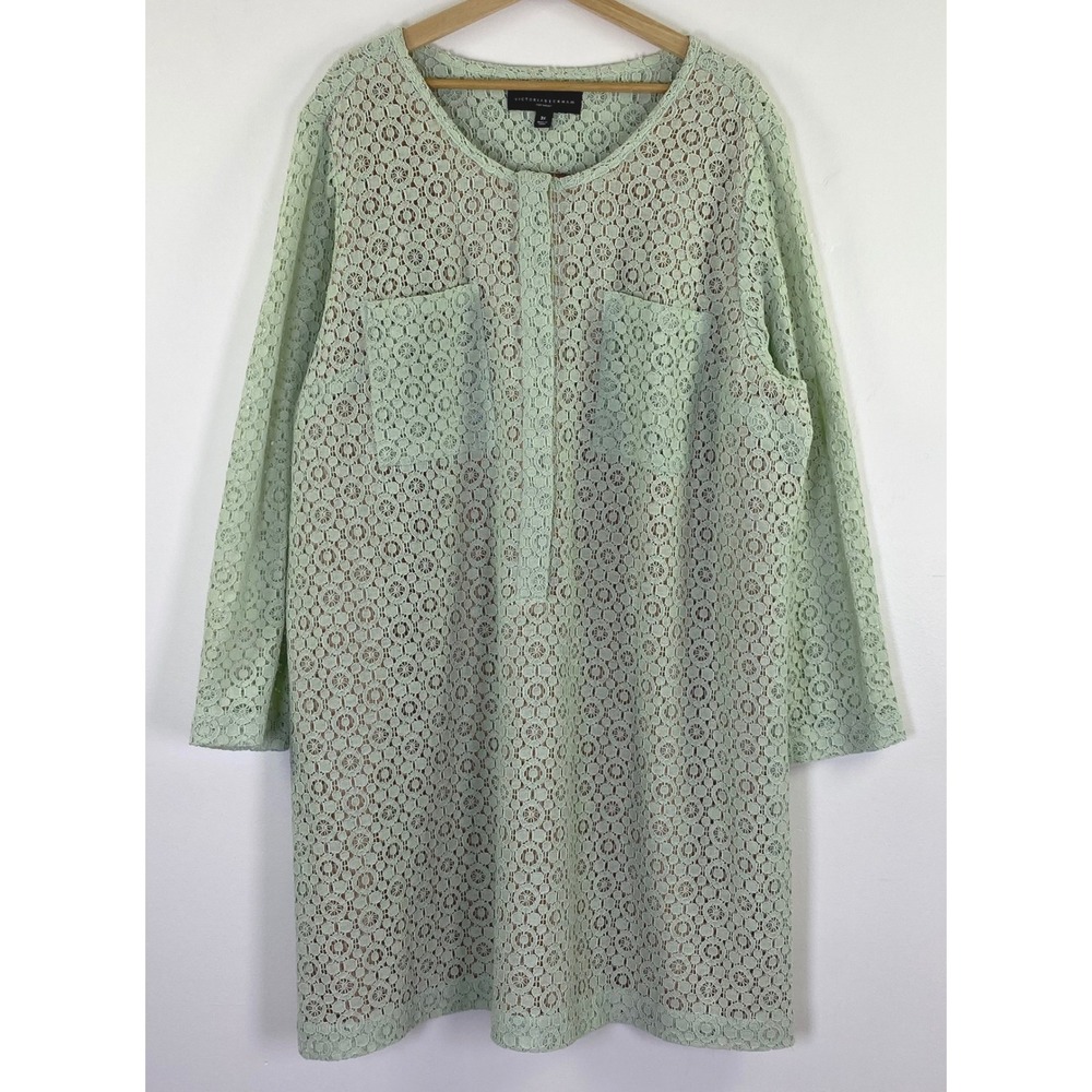 Victoria Beckham for Target Lace Shift Dress Womens 3X Mint Green Mod Retro